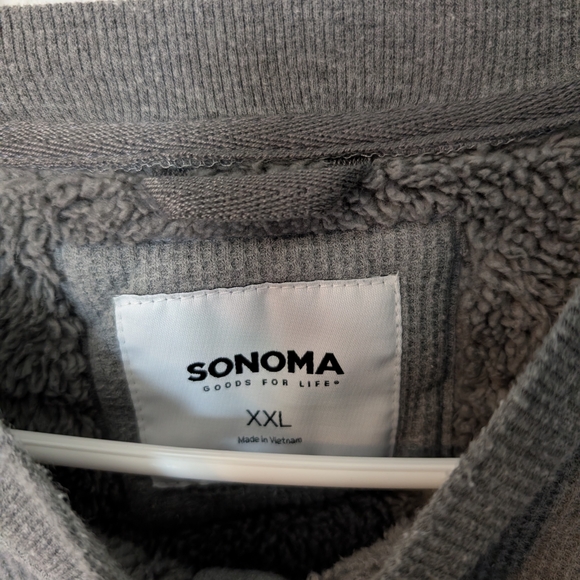 Sonoma Gray Long Sleeve Henley Sherpa Lined Shirt - Picture 2 of 3